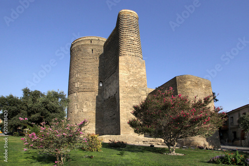 Maiden's Tower in the old town of Icheri Sheher in Baku Azerbaijan.