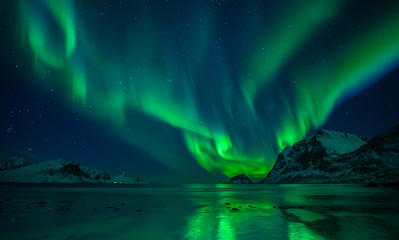 Leinwandbilder Nordlichter Nordlicht über einsamer Küstenlandschaft  © Felix Pergande