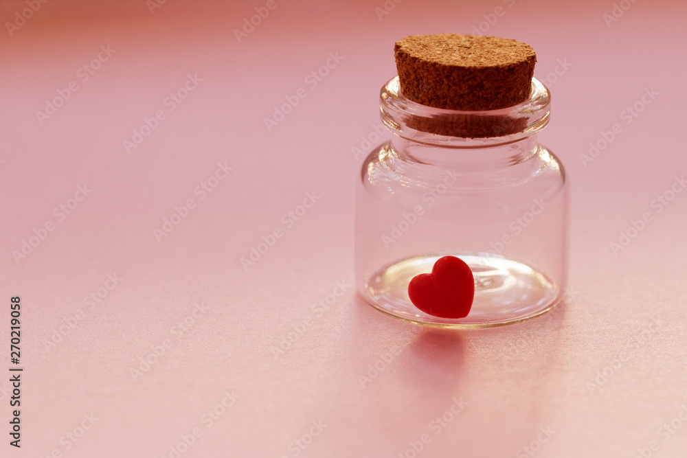 Red heart in the bottle glass Red heart in the bottle glass