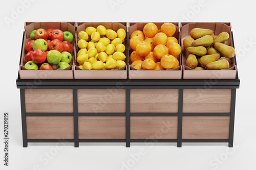 Realistic 3D Render of Stand with Fruit