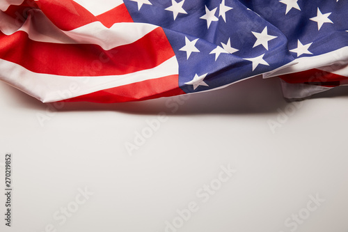 american flag on white background with copy space