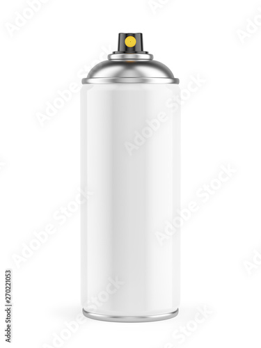 Blank spray paint metal can isolated on white
