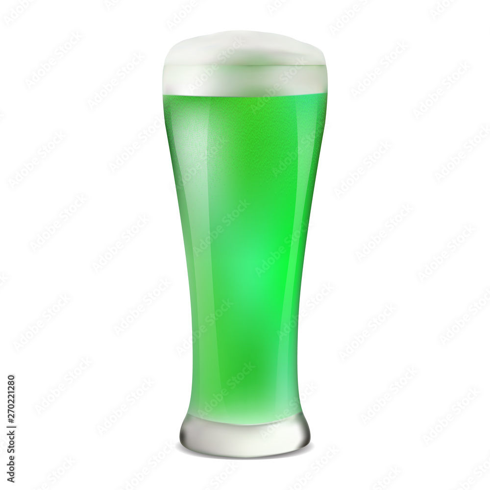 Pint of green beer isolated on white background. St patricks day party concept Pint of green beer isolated on white background. St patricks day party concept