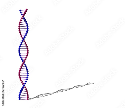 Abstract DNA spiral. Isolated on white background. 3D rendering illustration.