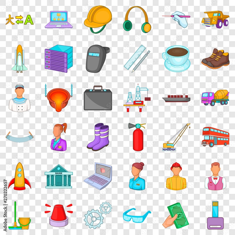 Work icons set. Cartoon style of 36 work vector icons for web for any design Work icons set. Cartoon style of 36 work vector icons for web for any design