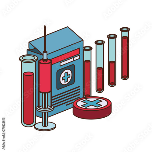 laboratory instruments with medicines in white background