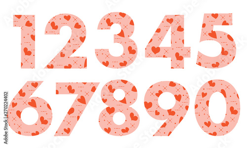 Arabic numerals with hearts.
