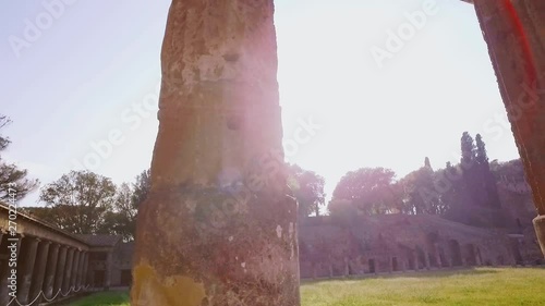 Ancient columns under bright sunlight. Historical heritage, under protection of unesco, exploring the world�s history. Journey, travelling concept. Ancient architecture photo