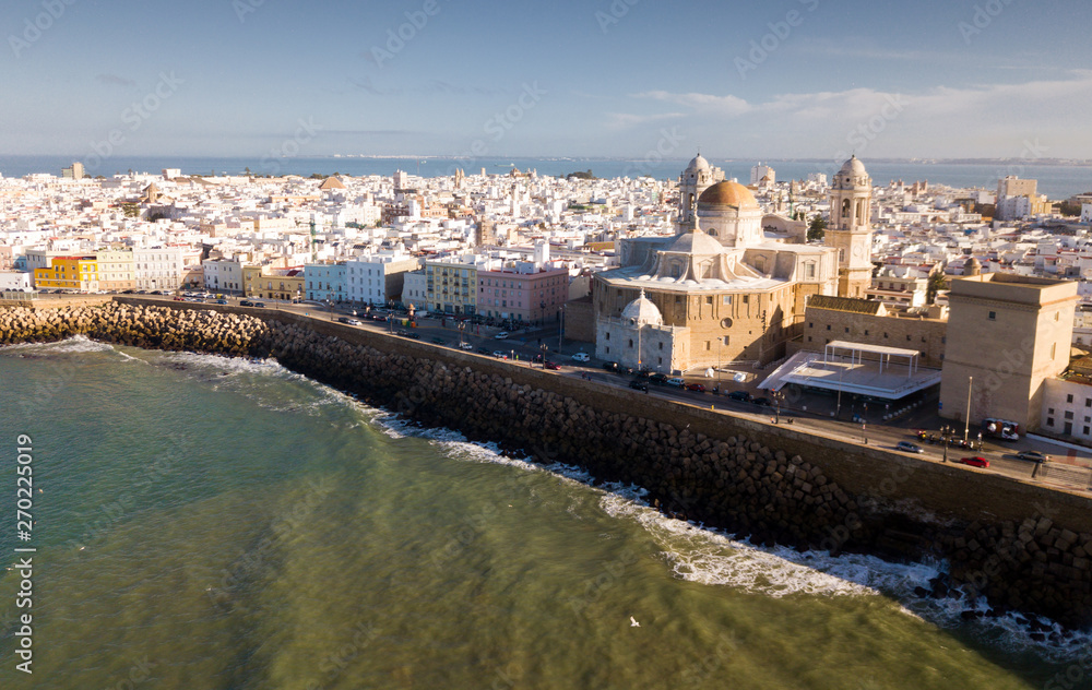 Aerial view of Cadiz with Cathedral