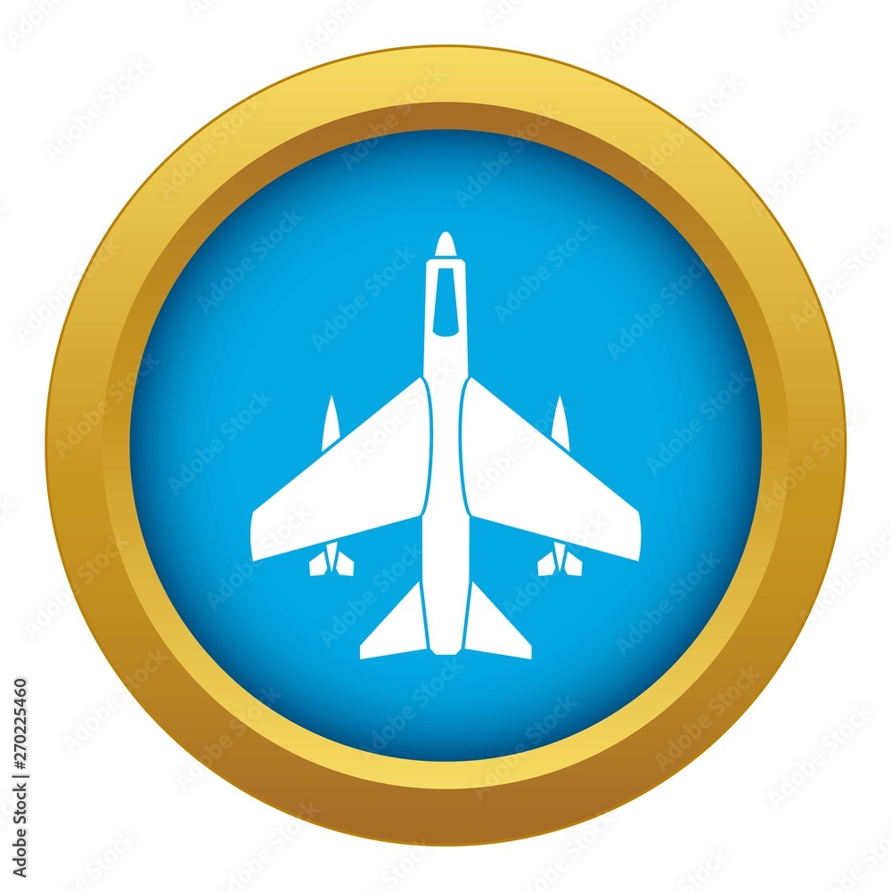 Armed fighter jet icon blue vector isolated on white background for any design