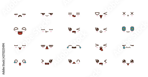 Kawaii cute faces smile emoticons. Japanese emoji © ApoevArt