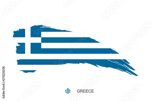 Watercolor painting GREECE national flag. Grunge brush stroke GREECE Independence day symbol - Vector abstract illustration