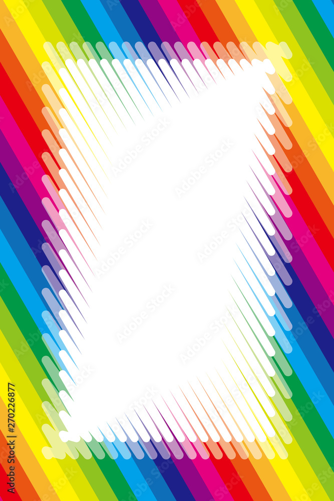 イラスト背景素材 虹色 コピースペース タイトル枠 名札 値札 カラフルフレーム 縞模様 ストライプ Stock Vector Adobe Stock