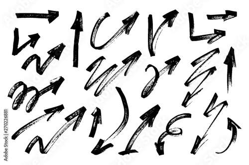 Set of hand drawn grunge arrows. Vector illustration.