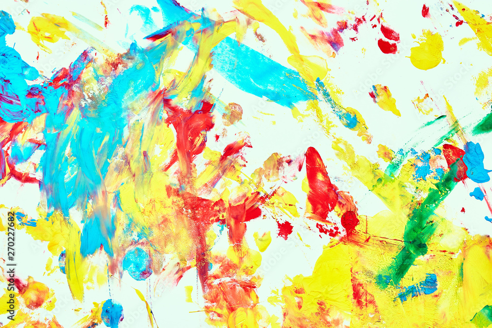 Abstract oil paint texture on white canvas, colorful abstract background.