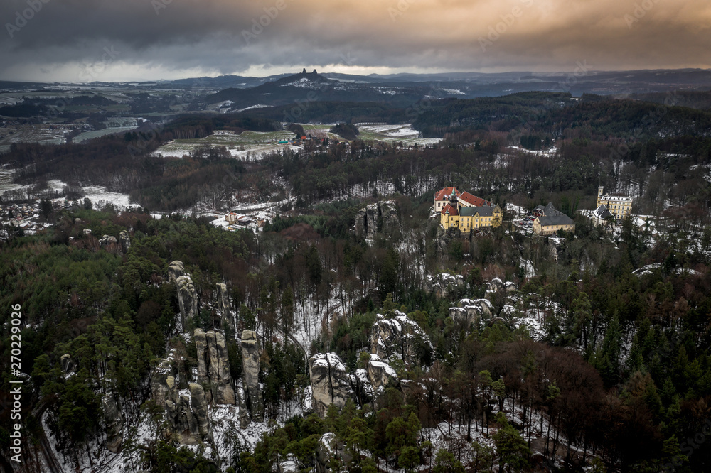 Hruba Skala is adjacent sandstone 'rock town', stretching to Trosky Castle, is a protected nature reserve since 1998 and a popular destination for climbers.