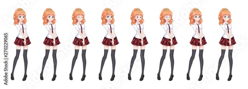 Anime manga schoolgirl plaid red skirt tie pattern