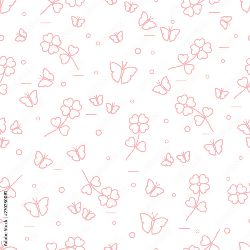 Seamless pattern with shamrock and butterflies. Seamless pattern with shamrock and butterflies.