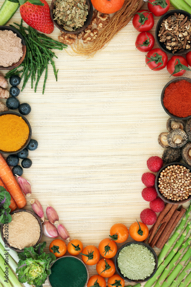 Liver detox super food background with fresh fruit, vegetables, herbs, spices and herbal medicine. Health foods high in antioxidants, anthocaynins, vitamins & dietary fibre. Top view on bamboo. Liver detox super food background with fresh fruit, vegetables, herbs, spices and herbal medicine. Health foods high in antioxidants, anthocaynins, vitamins & dietary fibre. Top view on bamboo.