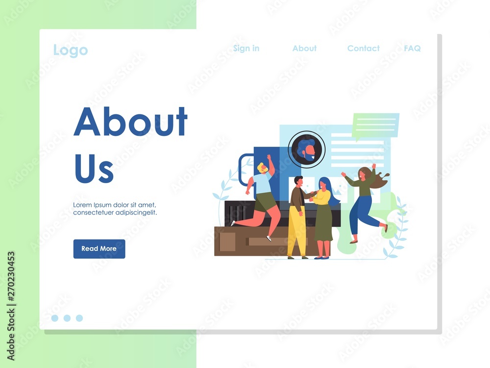About us vector website landing page design template