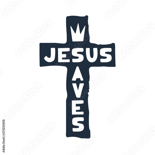 Jesus saves religious lettering brush illustration art design for Christian Bible church t-shirt, print, postcard