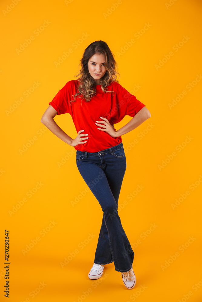 Full length portrait of a lovely cheerful playful young woman Full length portrait of a lovely cheerful playful young woman