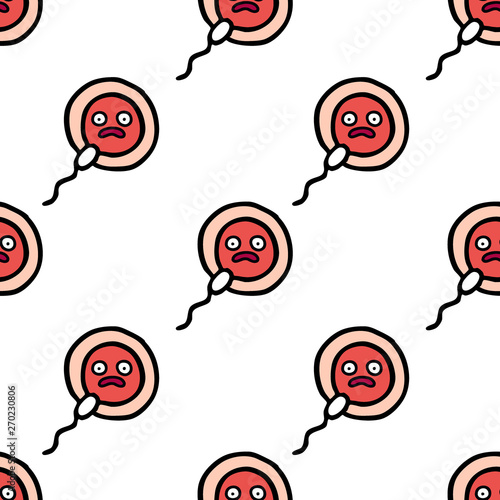 ovum and sperm seamless doodle pattern