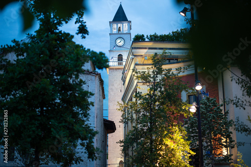 Clock tower at Scanderbeg Square in the center of Tirana, Albania photo