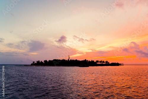 sunset sky with Maldives Island