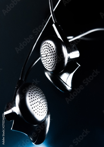 headphones on black background