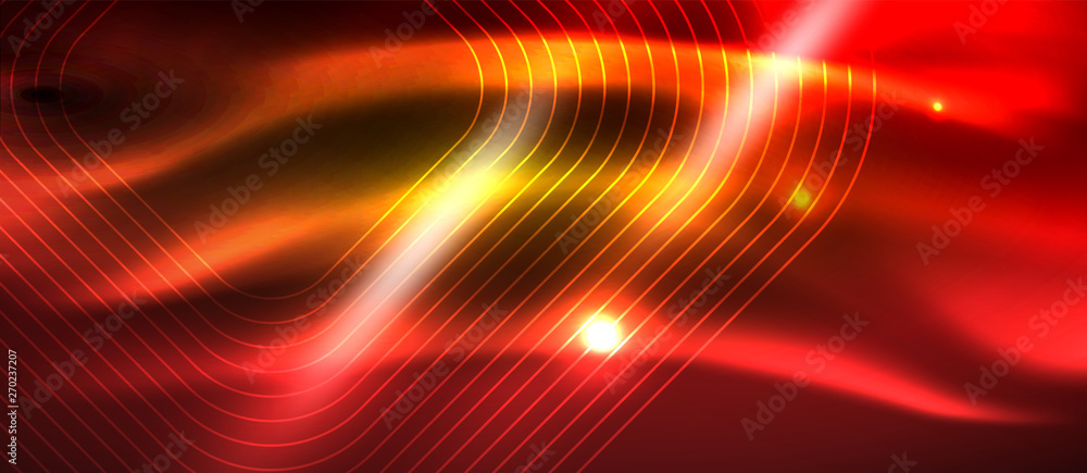 Neon square shapes lines on glowing light background Neon square shapes lines on glowing light background