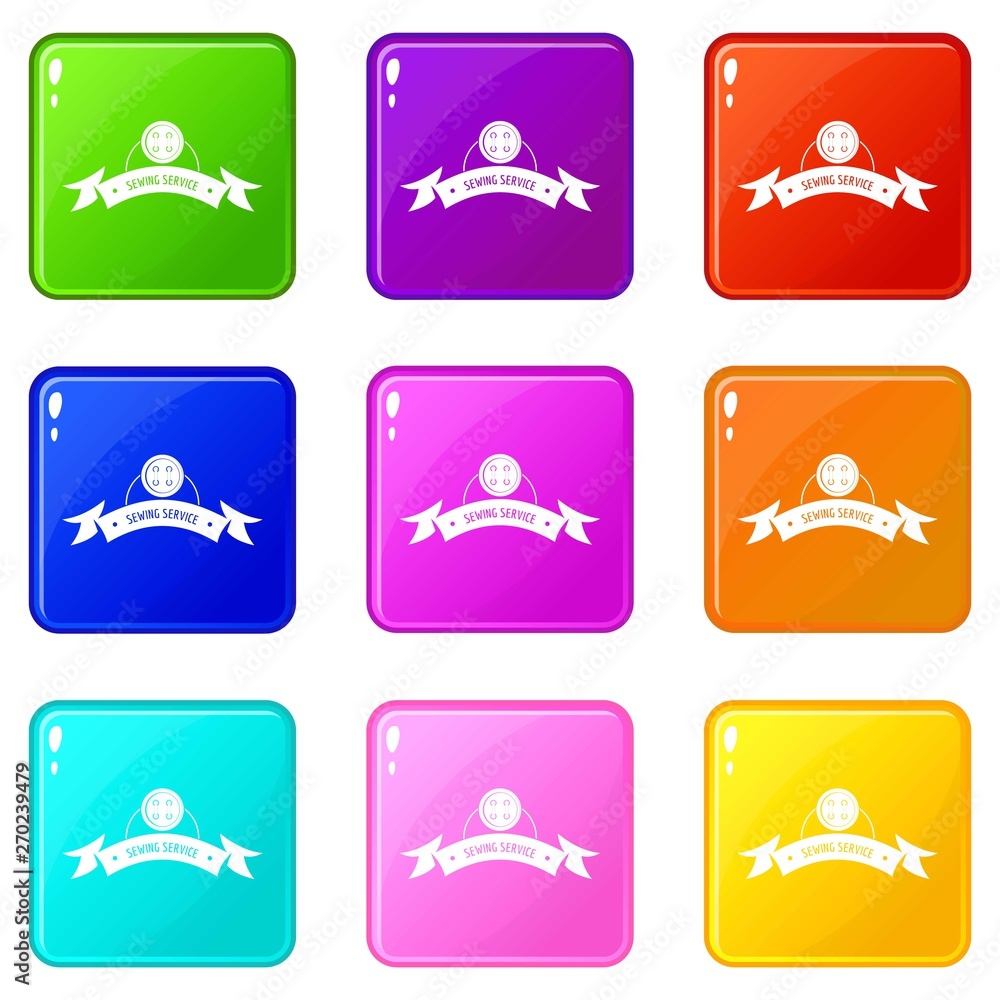 Clothes button round icons set 9 color collection isolated on white for any design Clothes button round icons set 9 color collection isolated on white for any design
