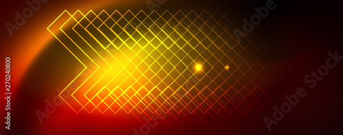 Neon glowing techno lines, hi-tech futuristic abstract background template, vector