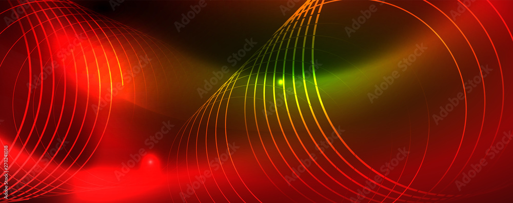 Techno glowing background, futuristic dark template with neon light effects and simple forms, vector Techno glowing background, futuristic dark template with neon light effects and simple forms, vector