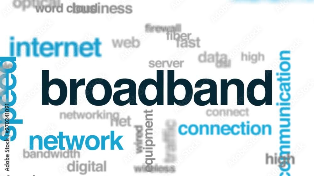 Broadband animated word cloud. Kinetic typography.