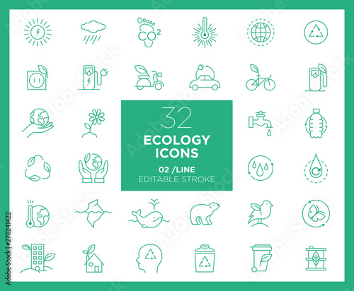 Set of Ecology icons in line