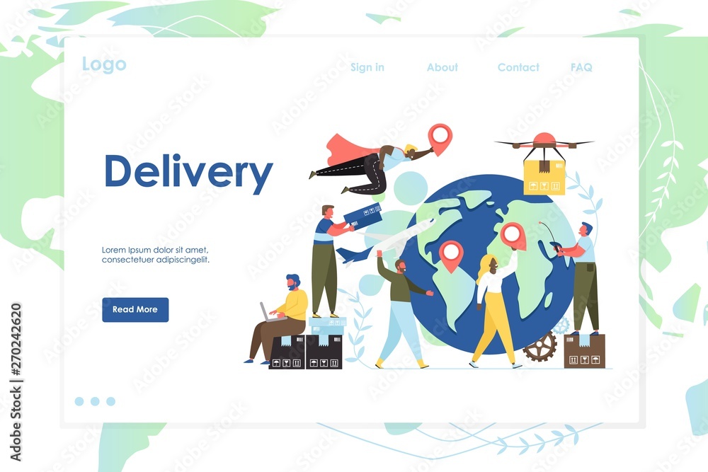 Delivery vector website landing page design template