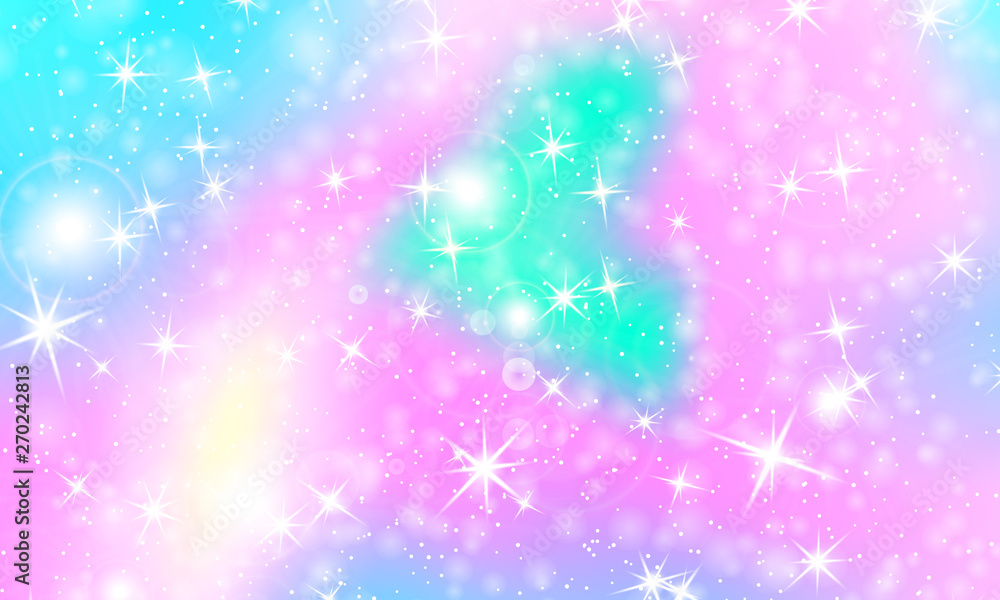 Unicorn rainbow background. Holographic sky Unicorn rainbow background. Holographic sky