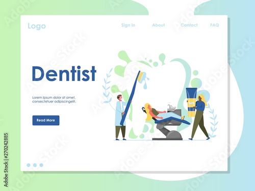 Dentist vector website landing page design template