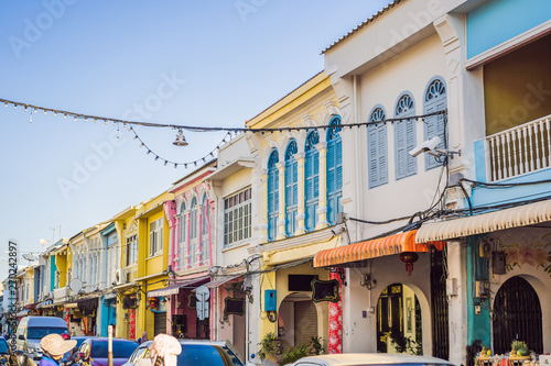 Street in the Portugese style Romani in Phuket Town. Also called Chinatown or the old town photo