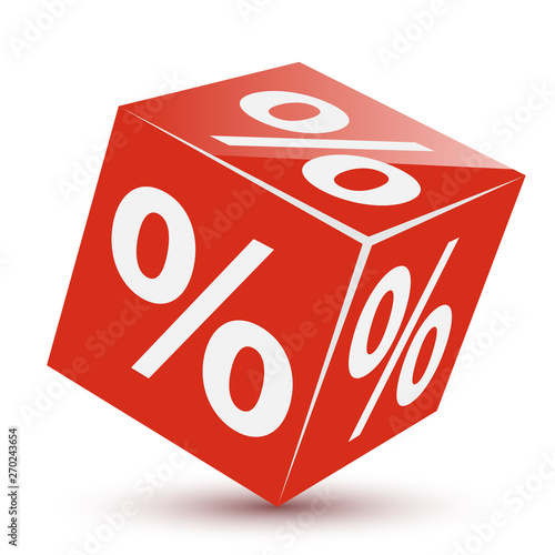 Red dice cube percentage, concept discounts