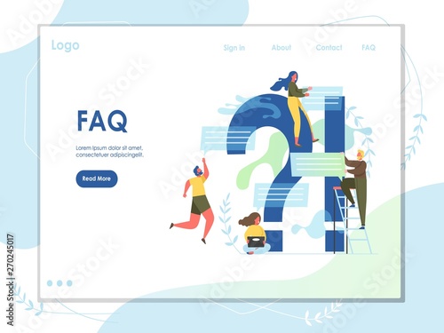 FAQ vector website landing page design template