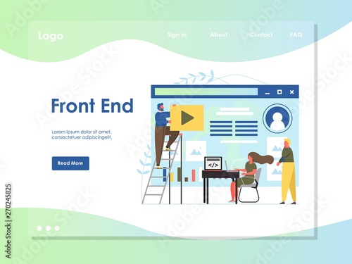 Front end vector website landing page design template