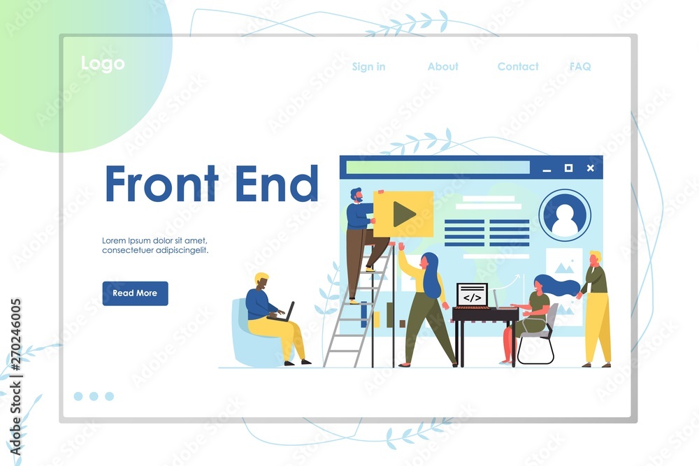 Front end vector website landing page design template