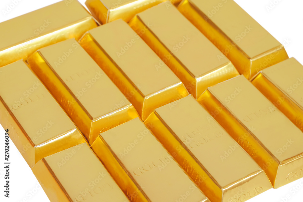 Heap of gold bars isolated on a white background Banking concept. Heap of gold bars isolated on a white background Banking concept.