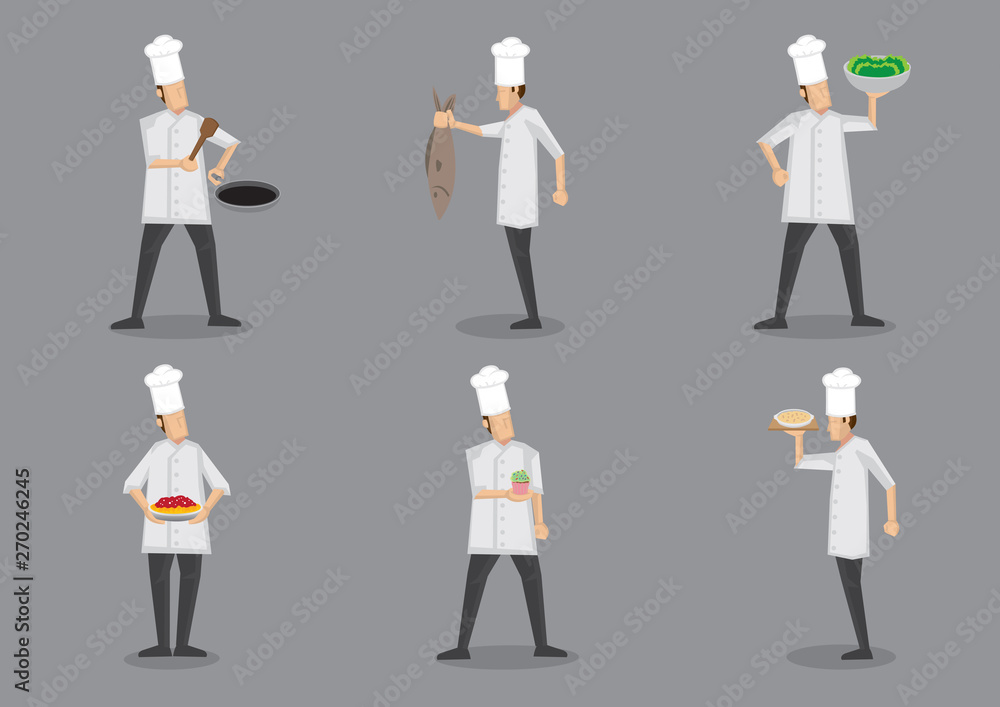 Chef Serving Food with Pride Vector Character Illustration Chef Serving Food with Pride Vector Character Illustration