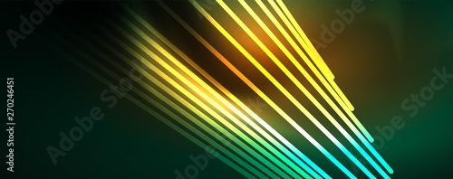 Vector neon light lines concept, abstract background