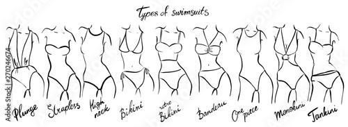 Fotografie, Obraz set of female swimsuit illustration