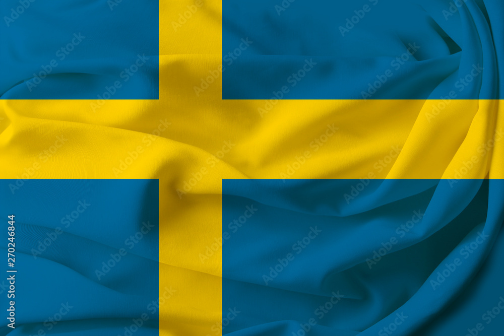 beautiful flag of Sweden on pleated fabric