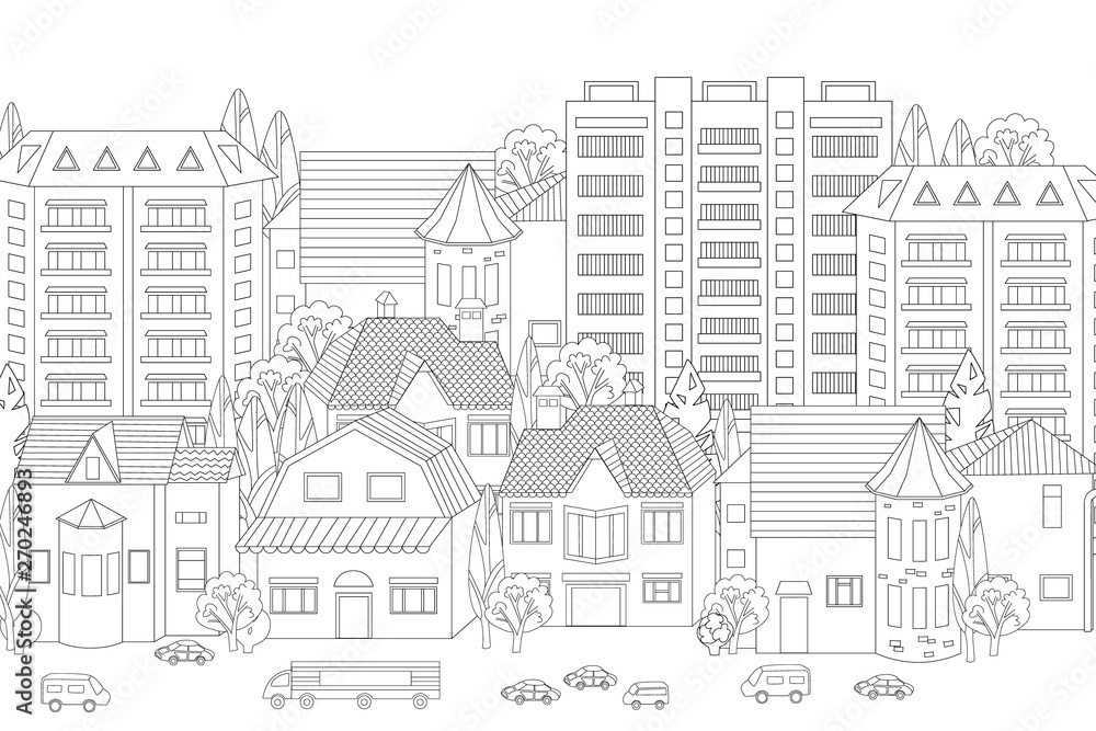 modern cityscape for your coloring book